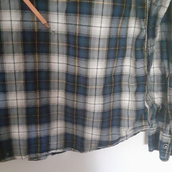 Vintage Roebuck & Co Mens Medium Blue Plaid Button Up Shirt Pearl Snap Western - Picture 8 of 10